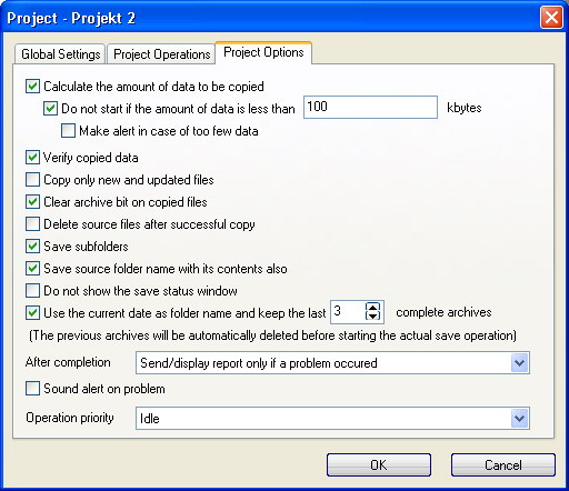 Modify project settings