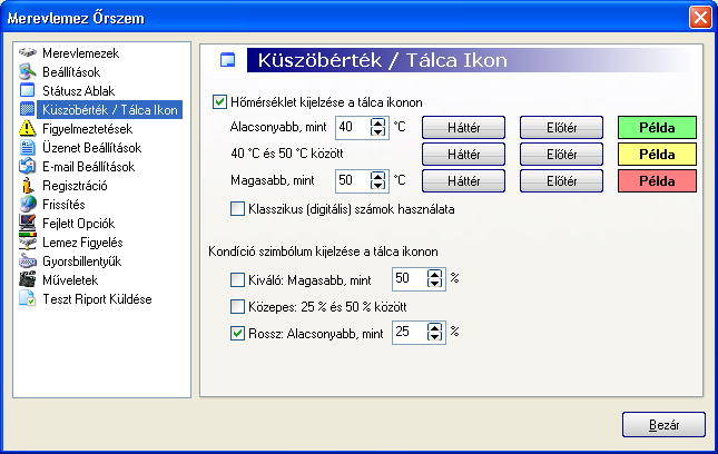 K�sz�bszintek �s megfelel� t�lca ikonok