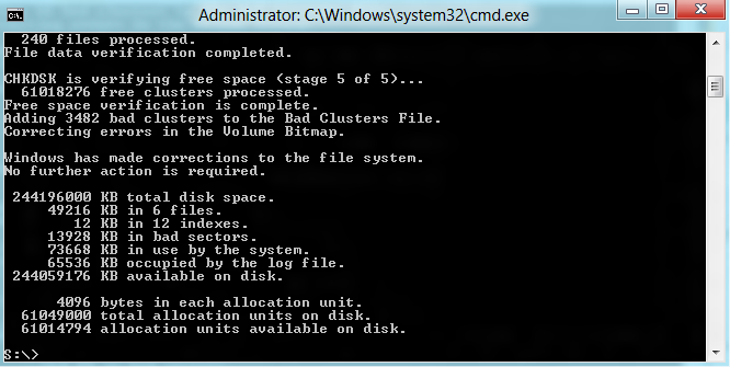 CHKDSK shows bad sectors